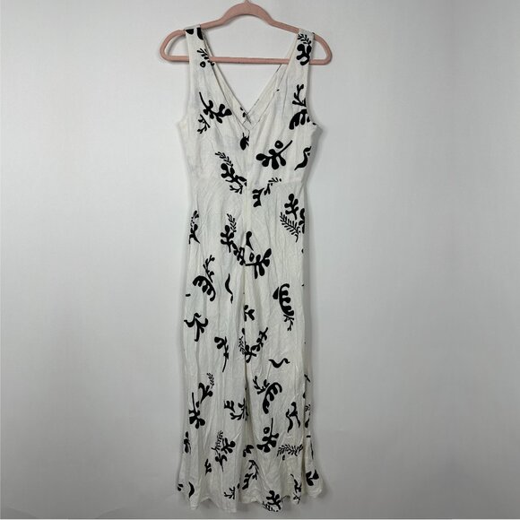 2/$24 Paper Heart Floral Print Linen Blend Maxi Dress  V-Neck White S A0456 TRB3 - Picture 4 of 8